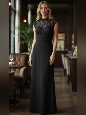 Lulus Nordstrom Maxi Dress Black Lace Bodice Mermaid Gown Open Back Size Medium